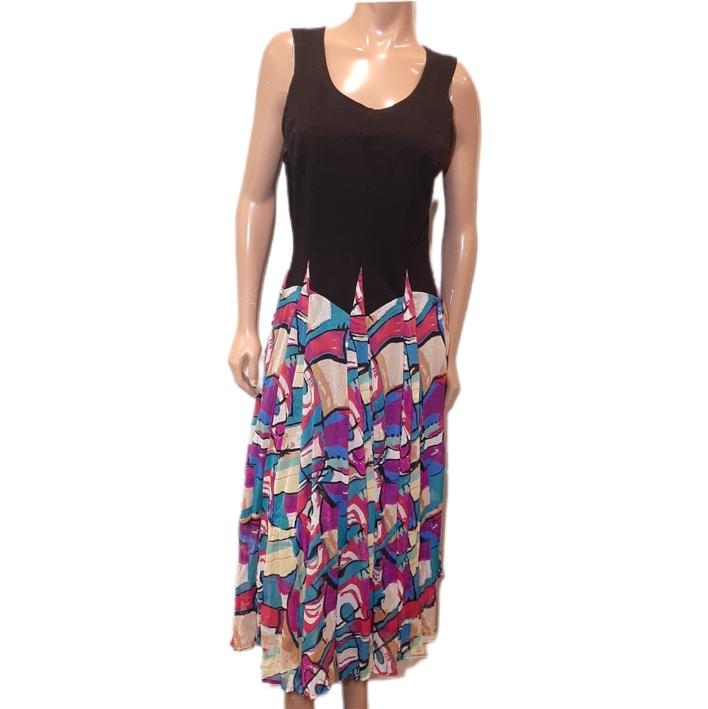 NU LOOK Tank Dress Ankle Length Sleeveless Ankle Maxi Geometric Chiffon